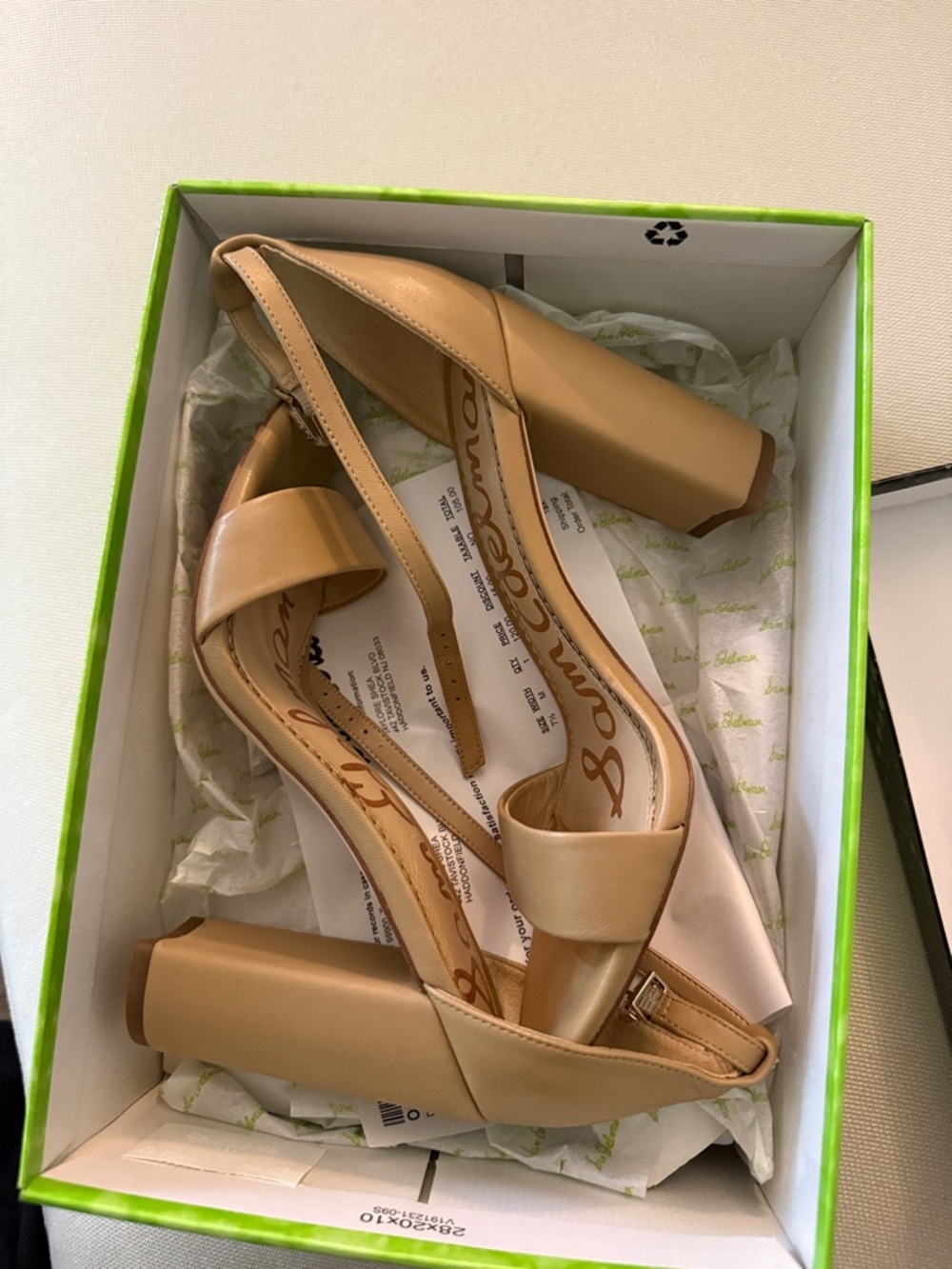 Sam Edelman Nude Beige Ankle-Strap Block Heel Sandals - Picture 5 of 9